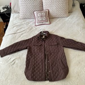 Brown Quilted Jacket Button Up Women’s Size Medium